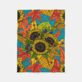 Couverture Polaire Bouquet d'automne en bleu (Devant)