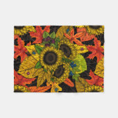 Couverture Polaire Bouquet d'automne noir (Devant (Horizontal))