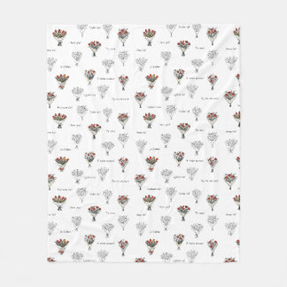 Couverture Polaire Bouquet de fleurs Blanche en polaire