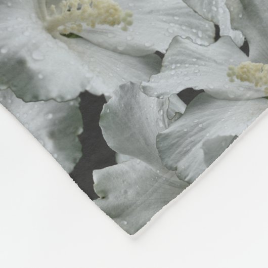 Couverture Polaire Bouquet de fleurs d'Hibiscus blanc (Coin)