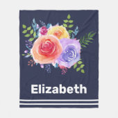 Couverture Polaire Bouquet de fleurs Rose aquarelle (Devant)