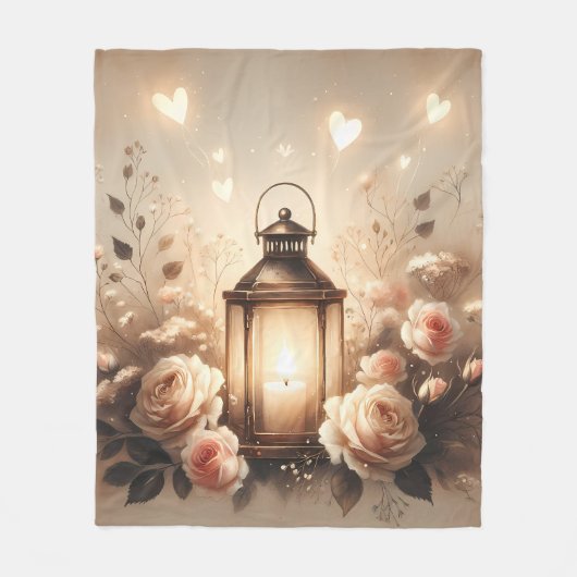 Couverture Polaire Bouquet de lanterne rose Glow (Devant)