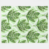 Couverture Polaire Bouquet de lys de la vallée fleurs sur vert (Devant (Horizontal))