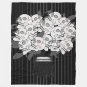 Couverture Polaire Bouquet de Roses Crâniennes Noir & Blanc Gothique (Devant)