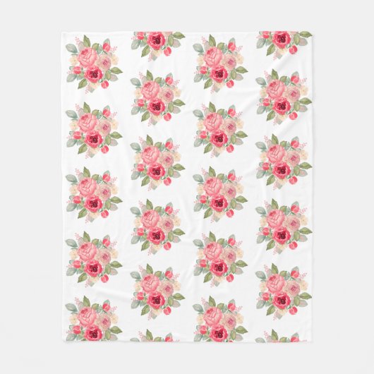 Couverture Polaire Bouquet de roses peintes (Devant)