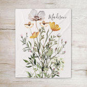 Couverture Polaire Bouquet Fleur sauvage séché par monogramme