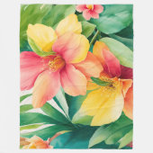 Couverture Polaire Bouquet floral Aquarelle Fleurs tropicales (Devant)