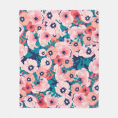 Couverture Polaire Bouquet floral aquarelle : pivoines Vintages. (Devant)