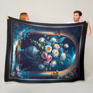 Couverture Polaire Bouquet Floral Glorieux Sous Un Ciel Lune