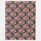 Couverture Polaire Bouquets de fleurs tyroliennes sur Navy Fleece (Devant)