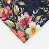 Couverture Polaire Bouquets de fleurs tyroliennes sur Navy Fleece (Coin)