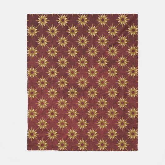 Couverture Polaire Bourgogne avec Motif Gold Stars (Devant)