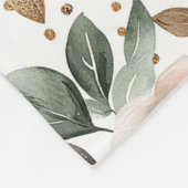 Couverture Polaire Bourgogne Crème Floral Chic   (Coin)