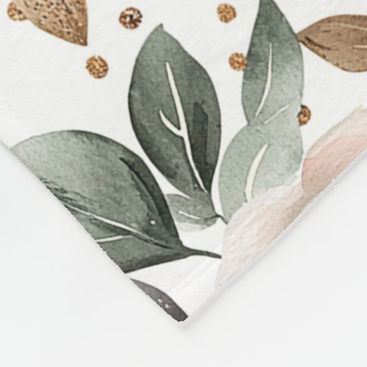 Couverture Polaire Bourgogne Crème Floral Chic   (Coin)