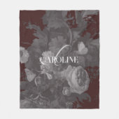 Couverture Polaire Bourgogne Floral Still Life Élégant (Devant)