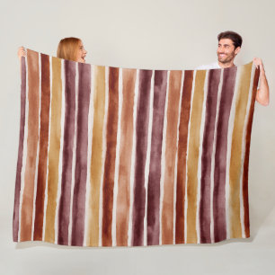 Couverture Polaire Bourgogne Pêche Orange Rouge Rayures