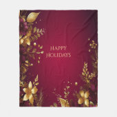 Couverture Polaire Bourgogne Rouge or Fleurs Vacances Fleece Blanket (Devant)