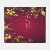 Couverture Polaire Bourgogne Rouge or Fleurs Vacances Fleece Blanket (Devant (Horizontal))