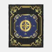 Couverture Polaire Boussole marine dorée noir/or/bleu (Devant)