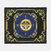 Couverture Polaire Boussole marine dorée noir/or/bleu (Devant (Horizontal))