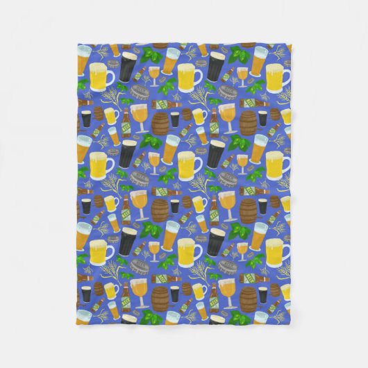 Couverture Polaire Bouteille de bière Hops Barley Motif Blue Brewery (Devant)
