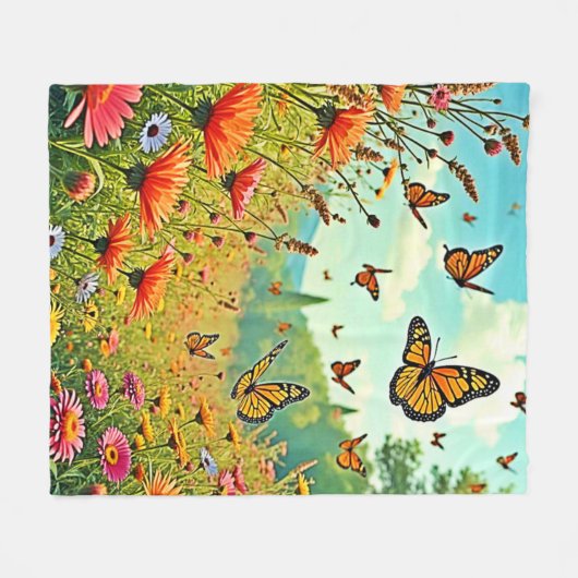 Couverture Polaire Bouton Fleur sauvage vibre Joy Design (Devant (Horizontal))