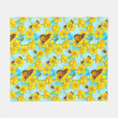 Couverture Polaire Boutons, abeilles et papillons sur les nuages (Devant (Horizontal))