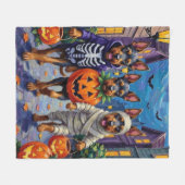 Couverture Polaire Bouvier des Flandres Trick-or-Treating Halloween (Devant (Horizontal))