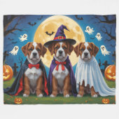 Couverture Polaire Bouviers Des Flandres Chiens Citrouille Halloween  (Devant (Horizontal))