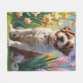 Couverture Polaire Bouviers Des Flandres Fleurs de printemps de chien (Devant (Horizontal))