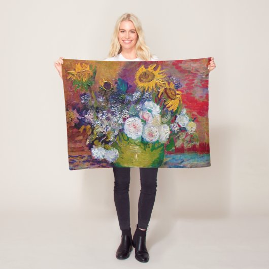 Couverture Polaire Bowl avec fleurs, Van Gogh (En situation)