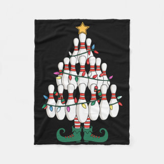 Couverture Polaire Bowling Elves Pin Strike Christmas Tree Lights Xma