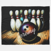 Couverture Polaire Bowling Strike Nom personnalisé Fun (Devant (Horizontal))