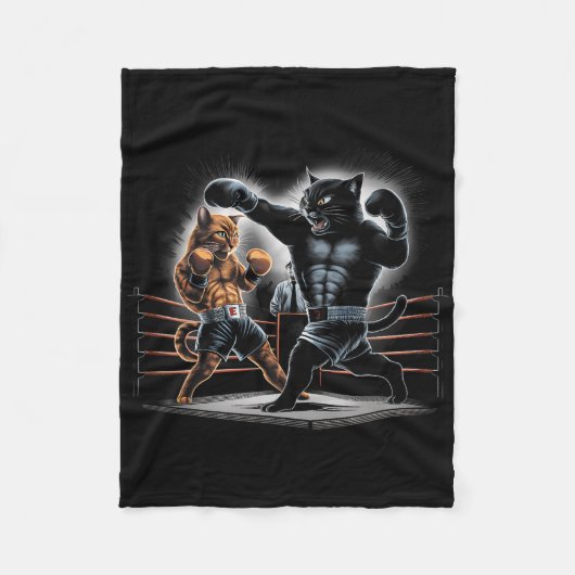 Couverture Polaire Boxe Chats Kitty Boxing Amateurs Design graphique (Devant)