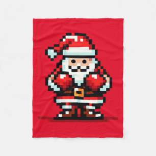 Couverture Polaire Boxe Père Noël - Retro Pixel Conception de Noël