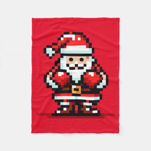 Couverture Polaire Boxe Père Noël - Retro Pixel Conception de Noël (Devant)