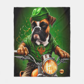 Couverture Polaire Boxer Chien Conduite Vélo St. Patrick's Day (Devant)
