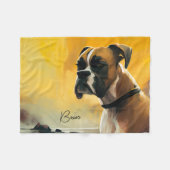 Couverture Polaire Boxer Chien Côtier Paysage Blanche Jaune (Devant (Horizontal))