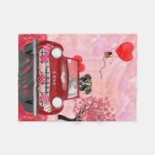 Couverture Polaire Boxer Chien voiture avec les coeurs Valentine's (Devant (Horizontal))