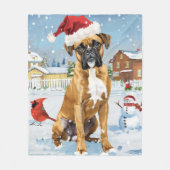 Couverture Polaire Boxer Chien Winter Wonderland Noël Joie (Devant)