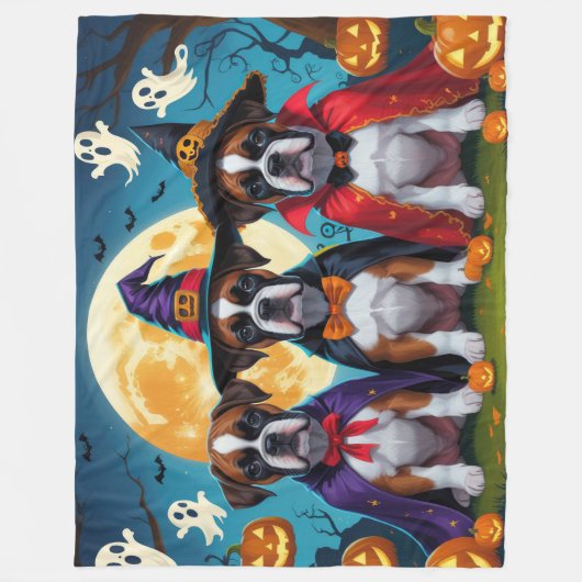 Couverture Polaire Boxer Chiens Citrouille Halloween Funny (Devant)