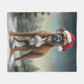 Couverture Polaire Boxer dans la neige de Noël (Devant (Horizontal))