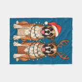 Couverture Polaire Boxer Dog Christmas Santa Hat Reindeer Lights Paja (Devant (Horizontal))
