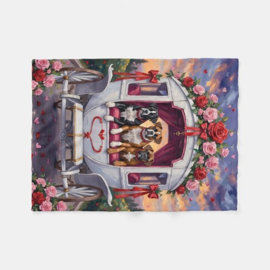 Couverture Polaire Boxer Dog Valentine's Day  (Devant (Horizontal))