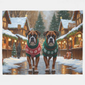 Couverture Polaire Boxer Dogs Christmas Snow Holiday  (Devant (Horizontal))