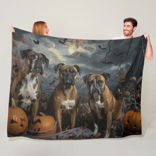 Couverture Polaire Boxer Halloween Night Doggy Délice (En situation)