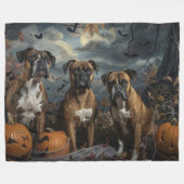 Couverture Polaire Boxer Halloween Night Doggy Délice (Devant (Horizontal))