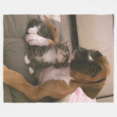 Couverture Polaire BOXER PUPPY and KITTEN (Devant (Horizontal))