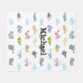 Couverture Polaire Boy Baby Shower Watercolor Airplanes Clouds Custom (Devant (Horizontal))