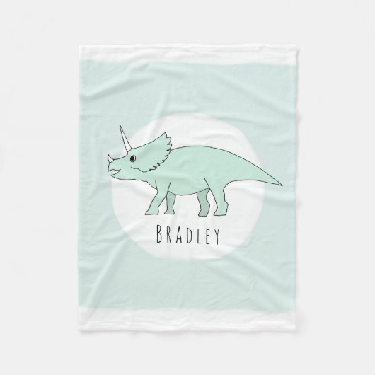 Couverture Polaire Boy Cute Green Triceratops Dinosaur et Name Kids (Devant)